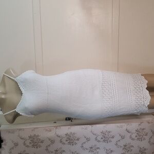 Freshman 1996 White Crochet Long Dress Adjustable Straps Fully Lined Size S